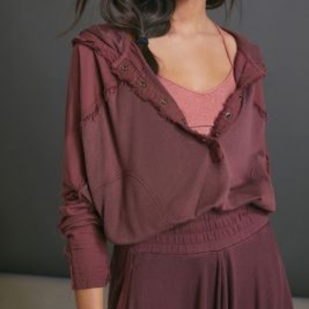 FREE PEOPLE Movement Burgundy Windy Meadow Hoodie